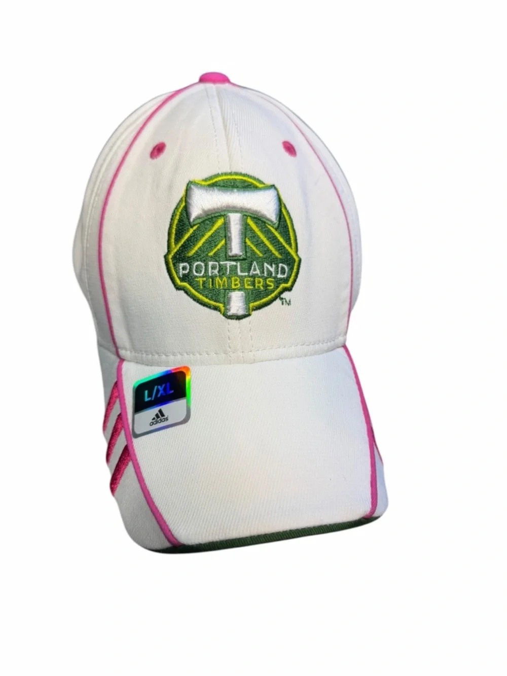 adidas Adult White & Pink Portland Timbers Cap - Size L/XL